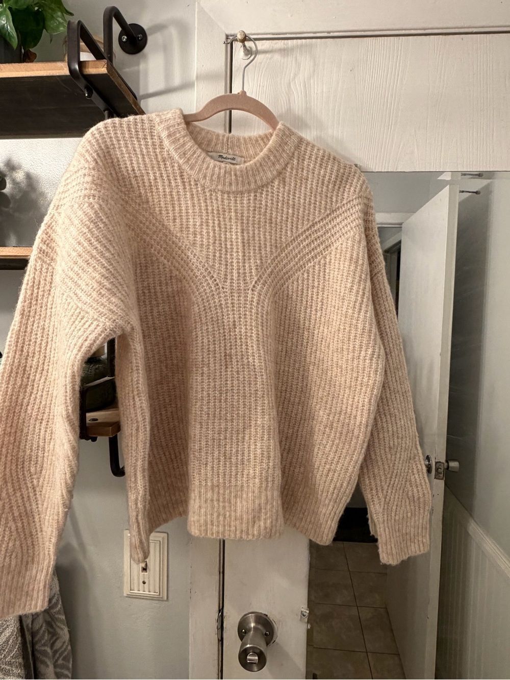 Madewell Cream Ribbed Crewneck Sweater